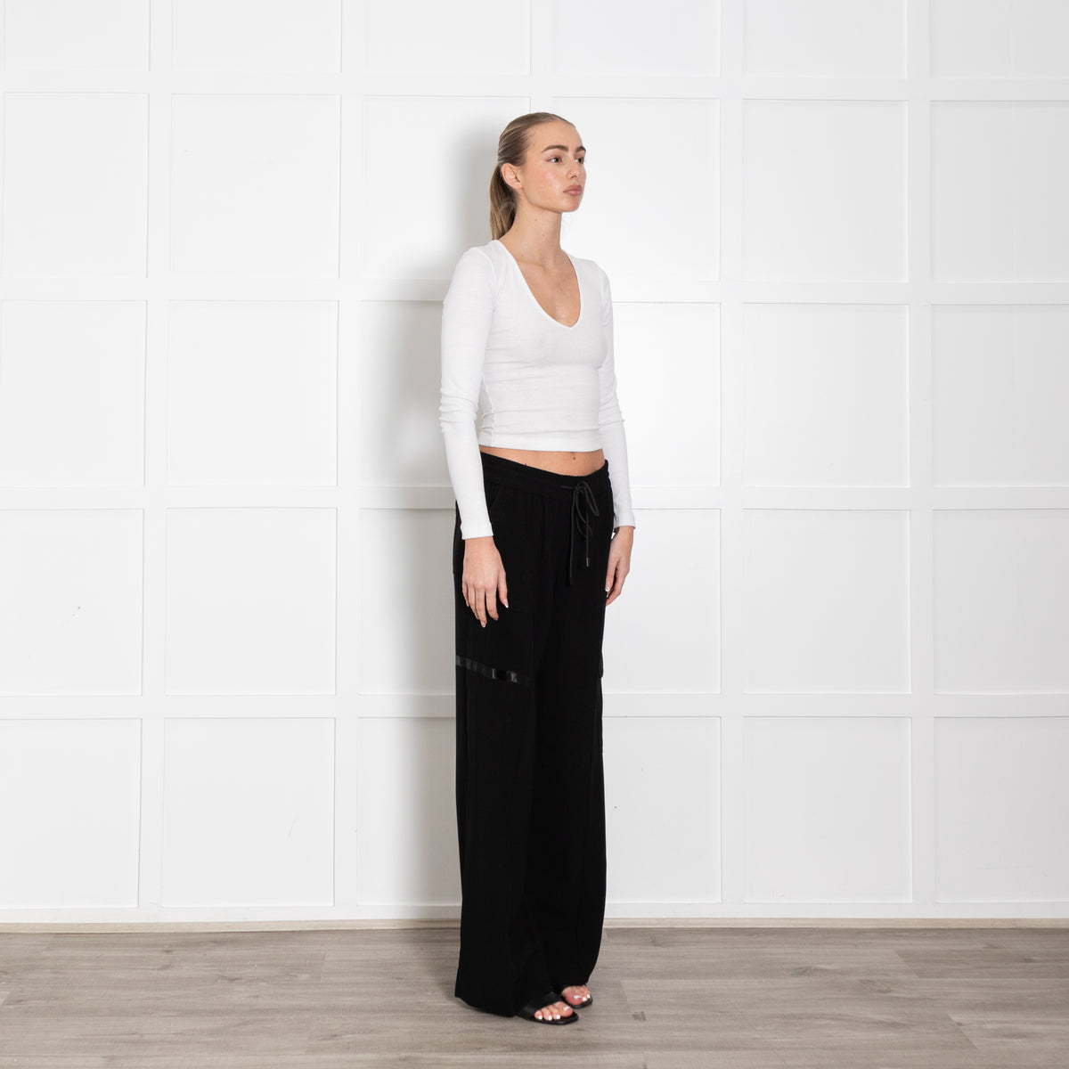 Me + Em Black Cargo Style Wide Leg Drawstring Trousers