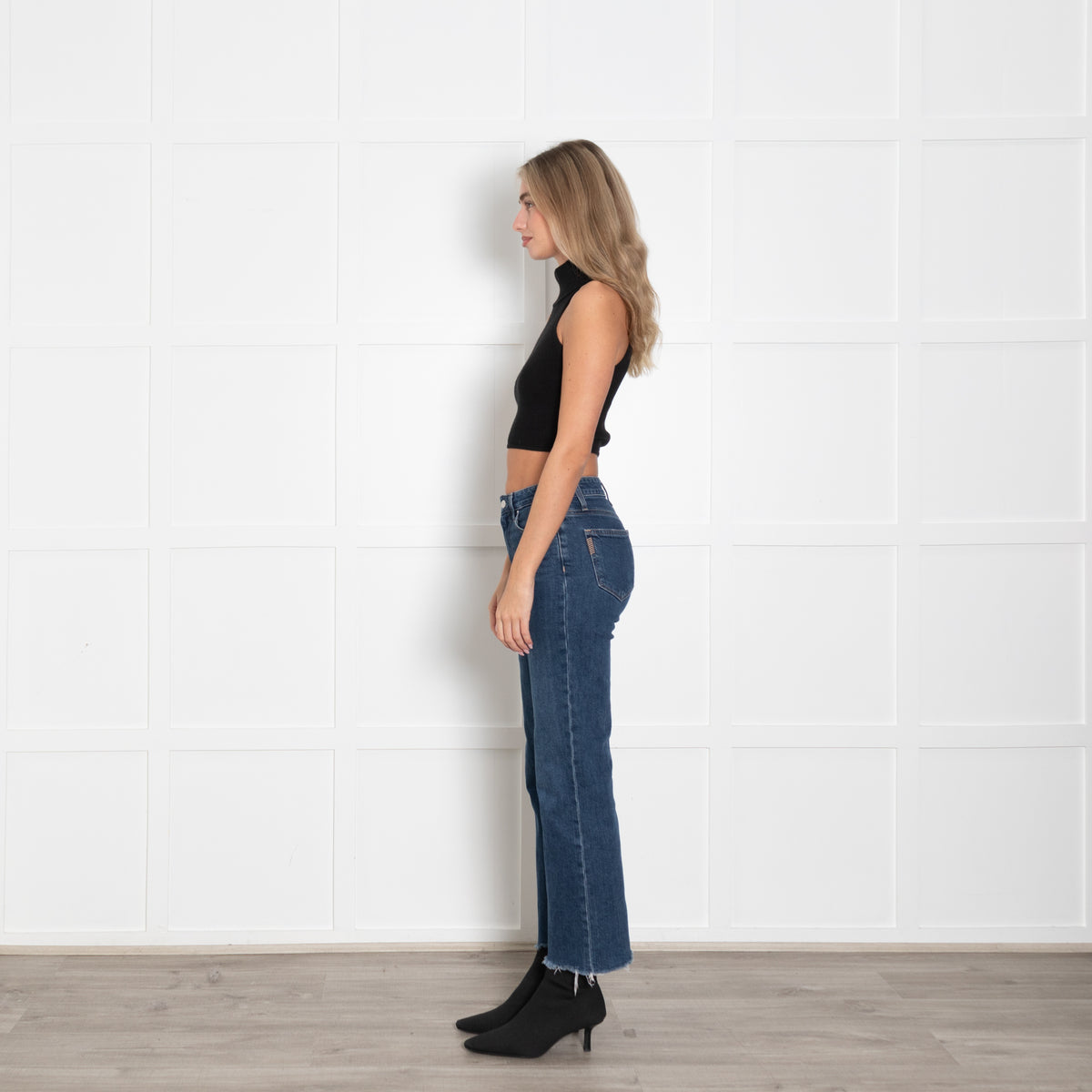 Bazilika Black Wool Mix Poloneck Short Tank Top