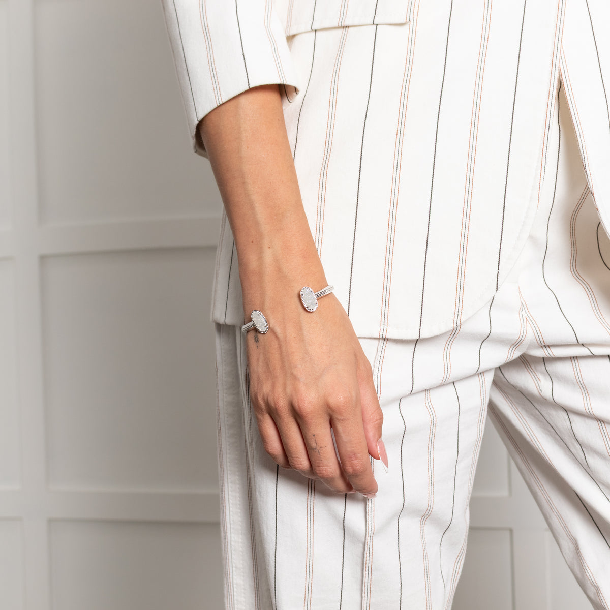 Kendra Scott Silver Elton Cuff Bracelet With White Accents