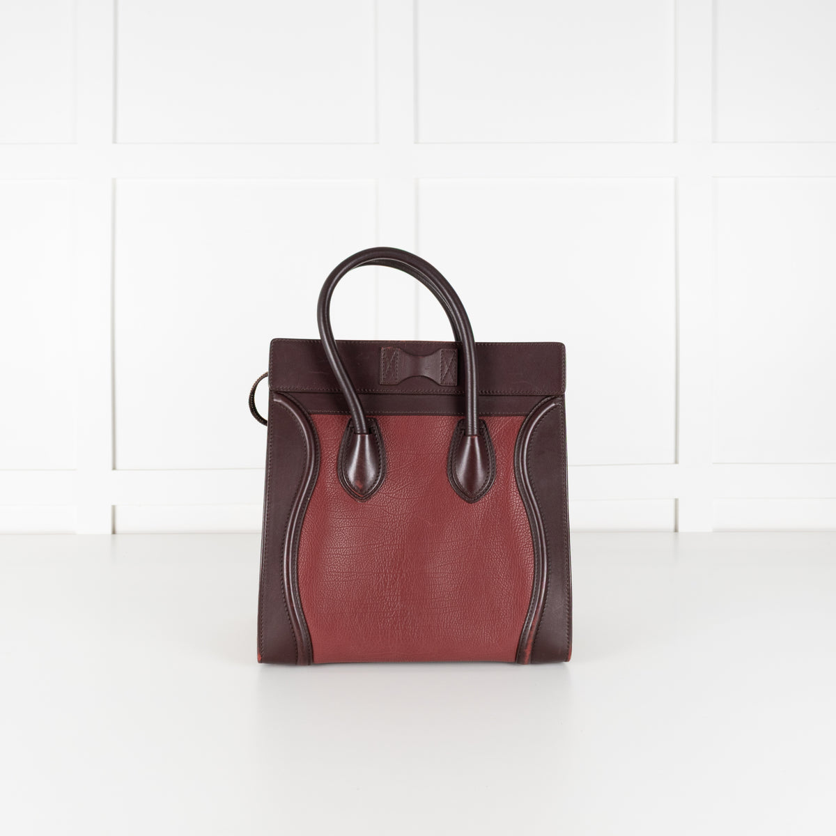 Celine Brown Burgundy Leather Luggage Nano Bag