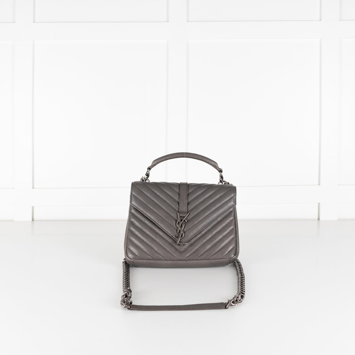 Saint Laurent Grey Leather College Monogram Crossbody