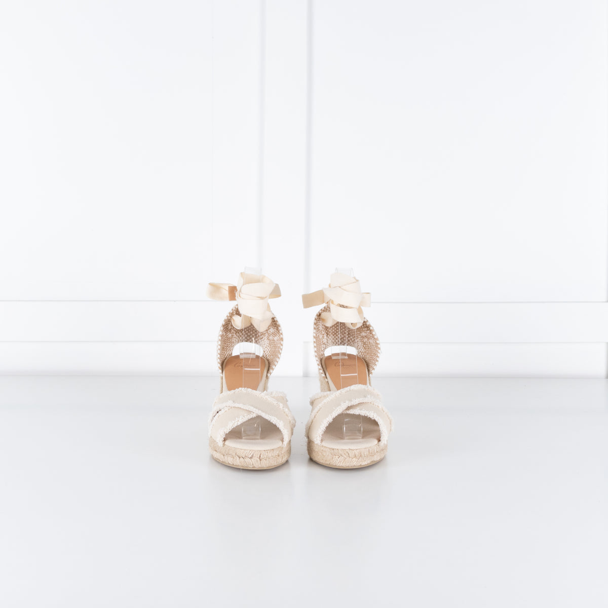 Castaner Ivory Wedge Canvas Espadrilles With Frayed Straps