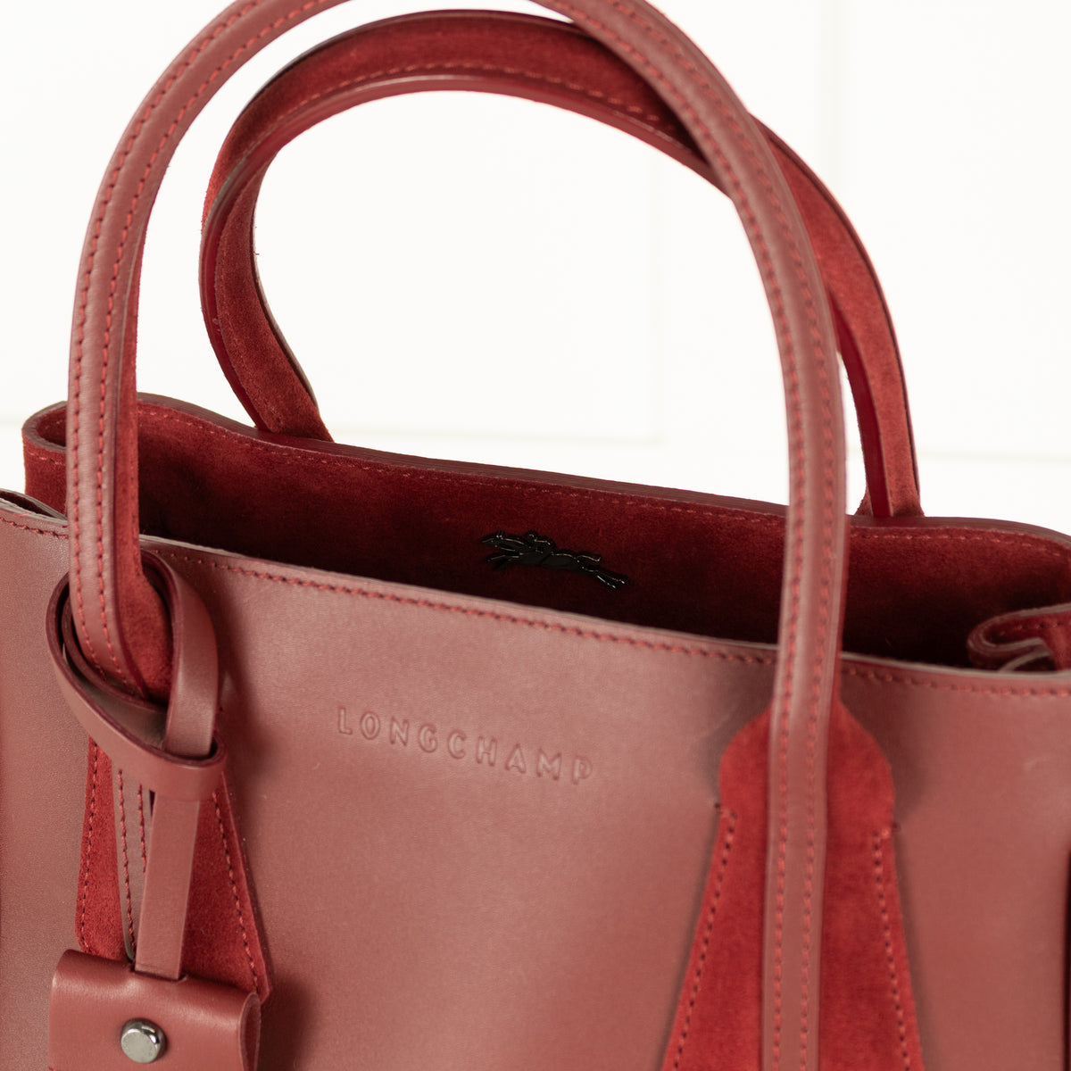 Longchamp Burgundy Leather And Suede Penelope Bag