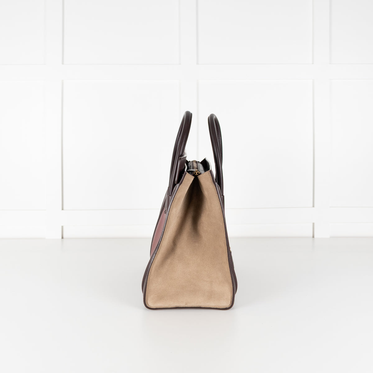 Celine Brown Burgundy Leather Luggage Nano Bag