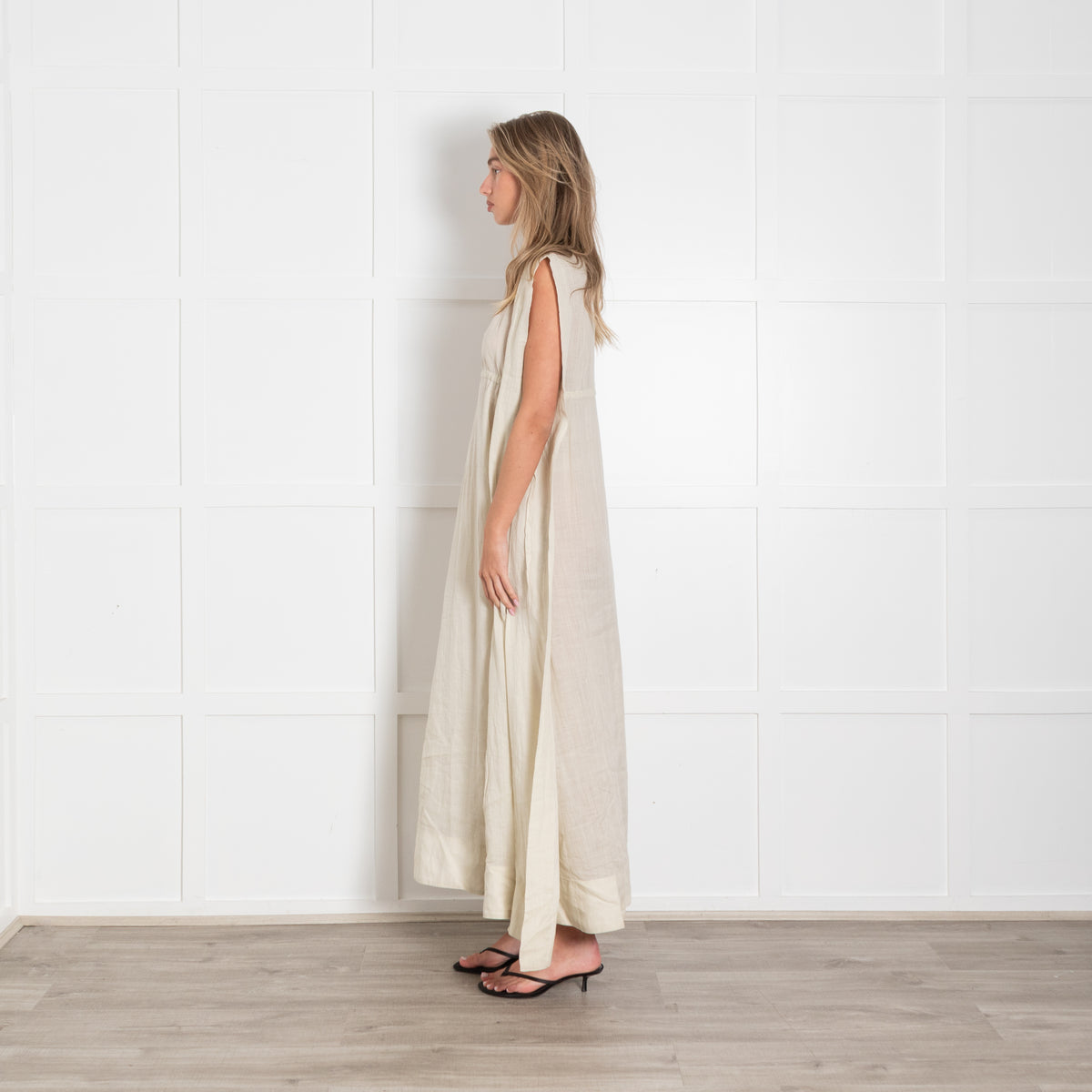 Rise & Fall Beige Ramie Gauze Aegean Dress