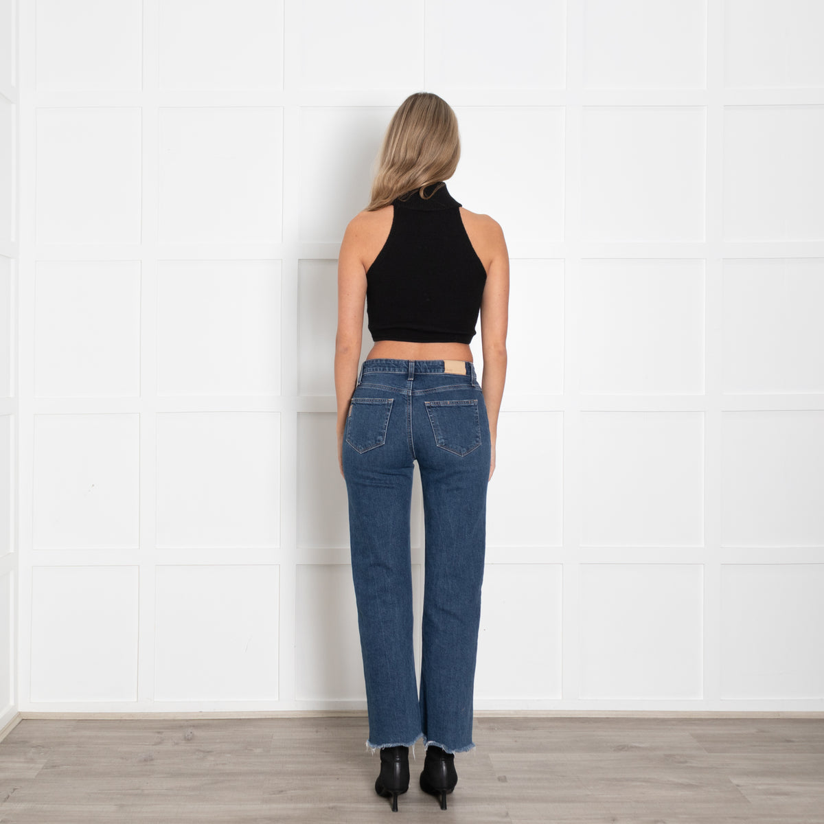 Bazilika Black Wool Mix Poloneck Short Tank Top