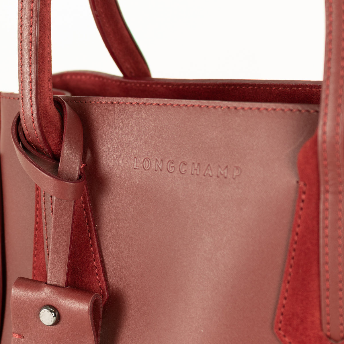 Longchamp Burgundy Leather And Suede Penelope Bag