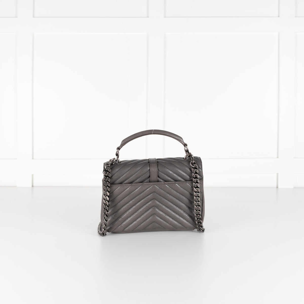 Saint Laurent Grey Leather College Monogram Crossbody