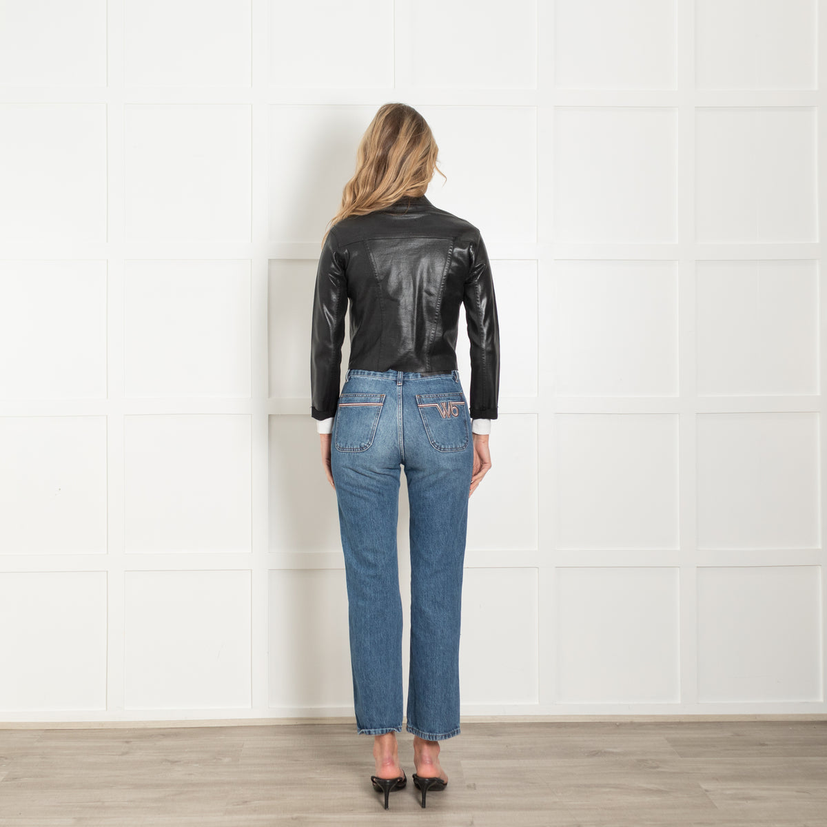 L'Agence Black Raw Hem Denim Jacket