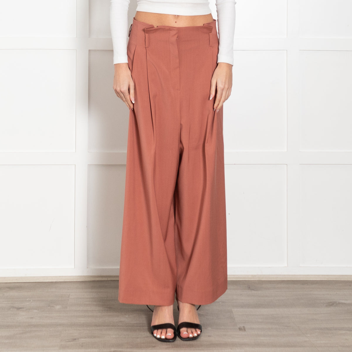 Weekend Max Mara Salmon Fine Wool Wide Trousers