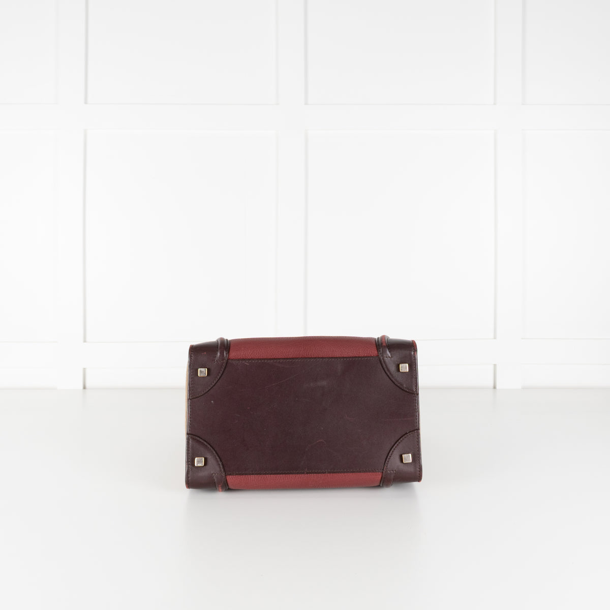 Celine Brown Burgundy Leather Luggage Nano Bag