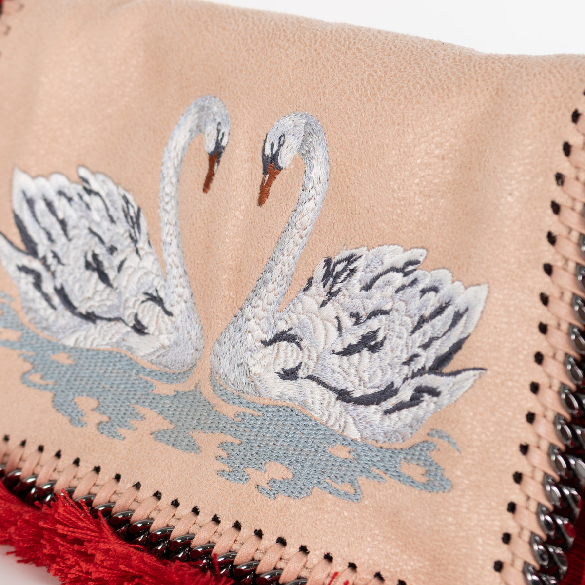 Stella McCartney Peach Swan Embroidery Falabella Crossbody Bag