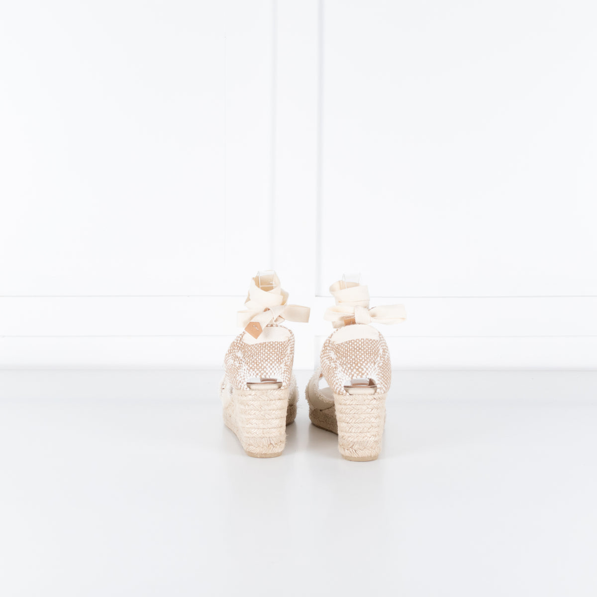 Castaner Ivory Wedge Canvas Espadrilles With Frayed Straps
