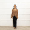 Brunello Cuccinelli Brown Loose Knit Sequin Cardigan