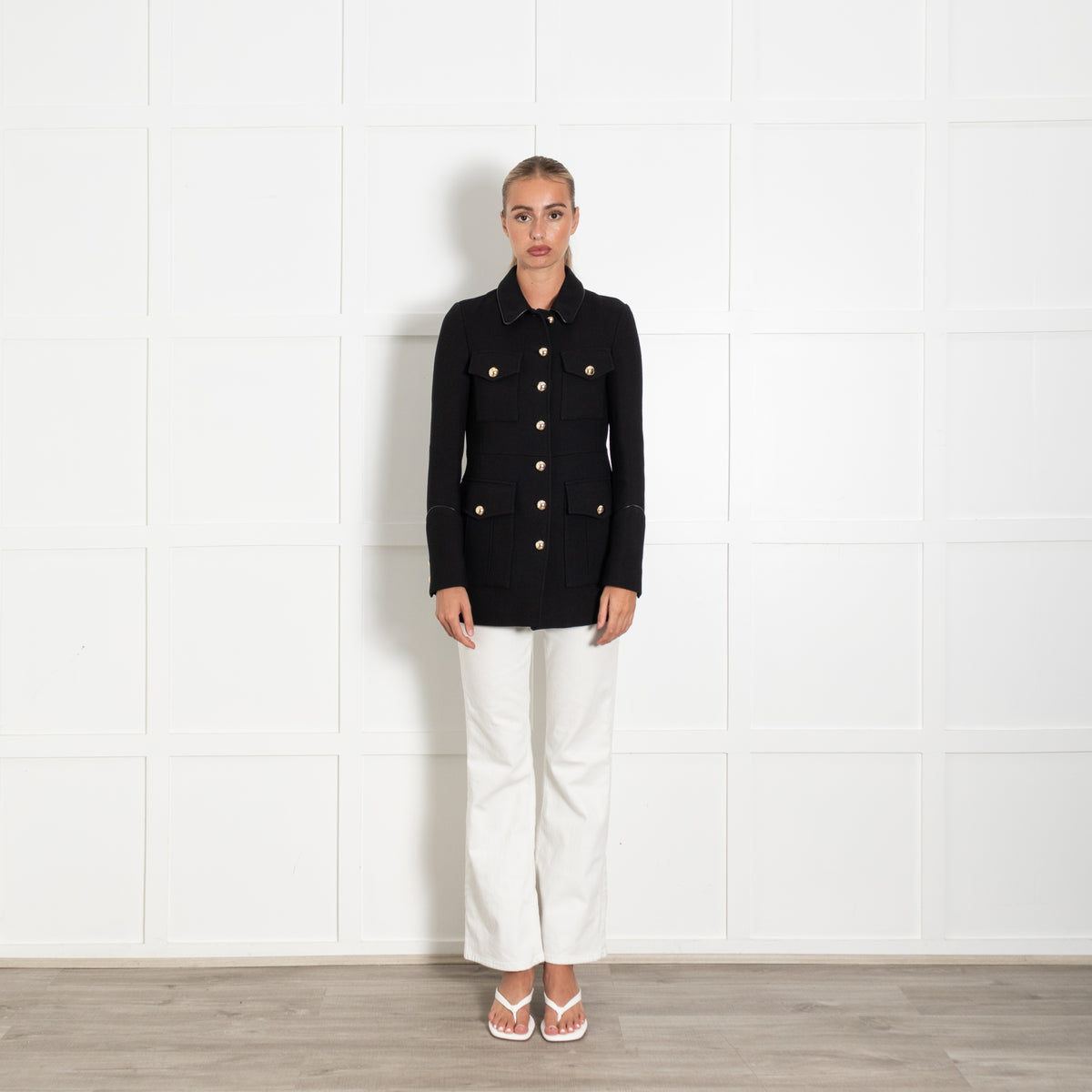 Belstaff x Liv Tyler Neel Black Utitlity Jacket With Gold Buttons