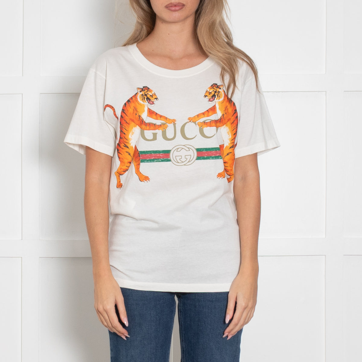 Gucci White T shirt with Tiger Logo