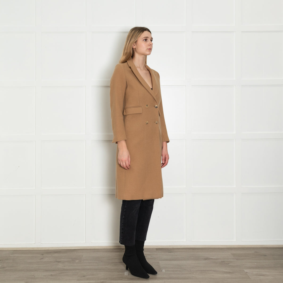 Sandro Camel Double Breasted Coat