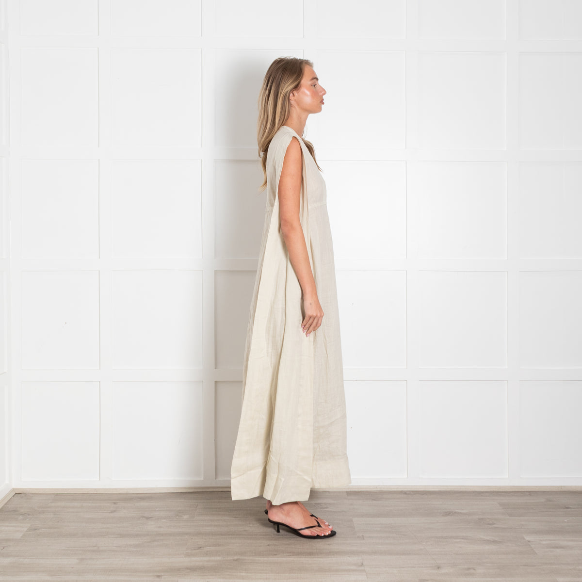 Rise & Fall Beige Ramie Gauze Aegean Dress