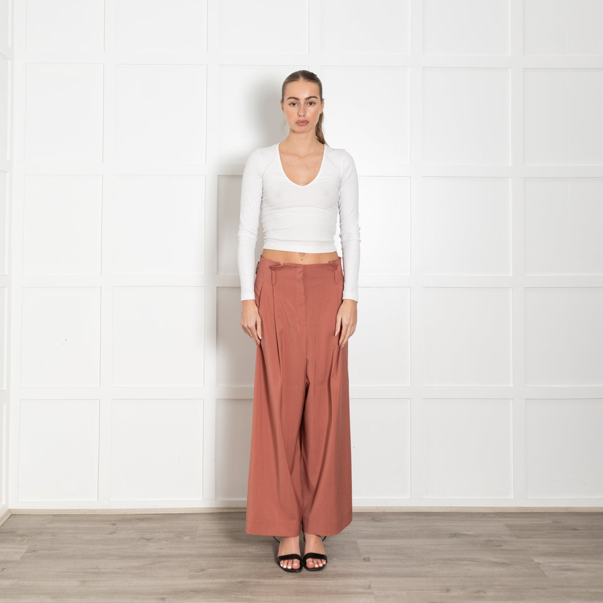 Weekend Max Mara Salmon Fine Wool Wide Trousers