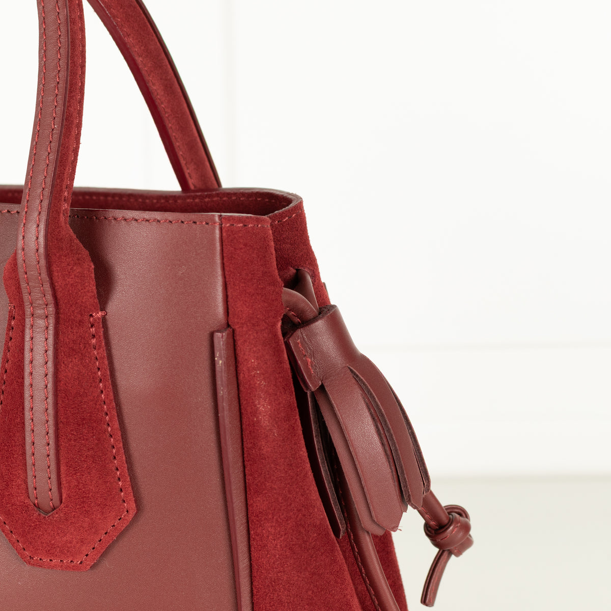 Longchamp Burgundy Leather And Suede Penelope Bag