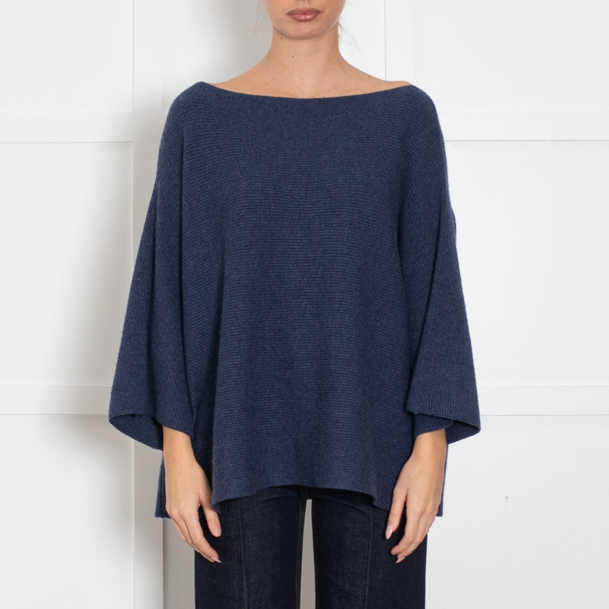 Bamford Blue Cashmere Wide Neck Top