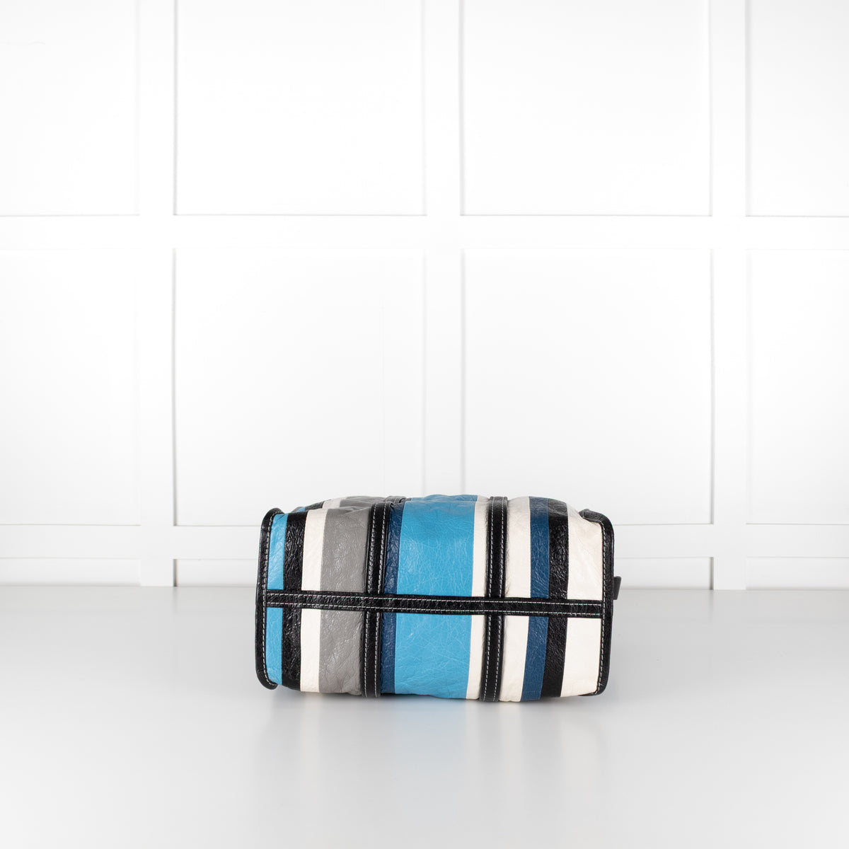Balenciaga Blue White Grey Stripe Bazar Large Tote
