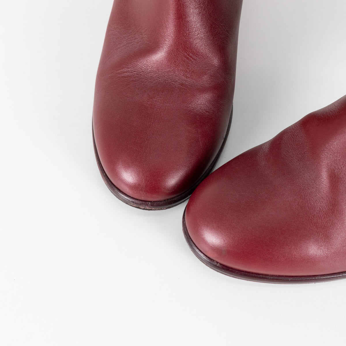 Chanel Short Burgundy Calf Skin Boots