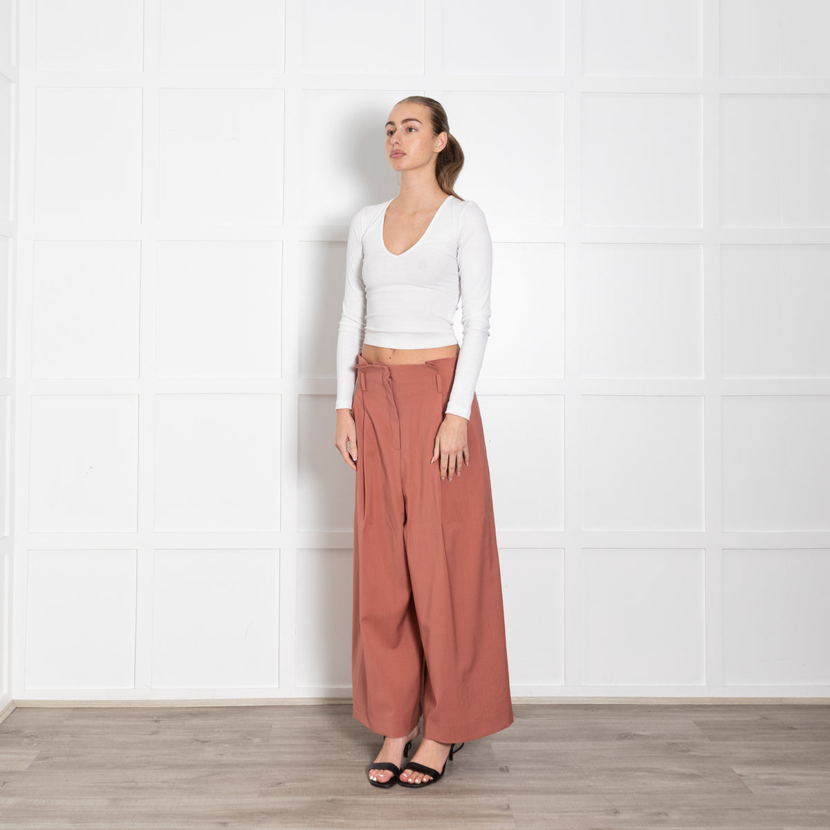 Weekend Max Mara Salmon Fine Wool Wide Trousers