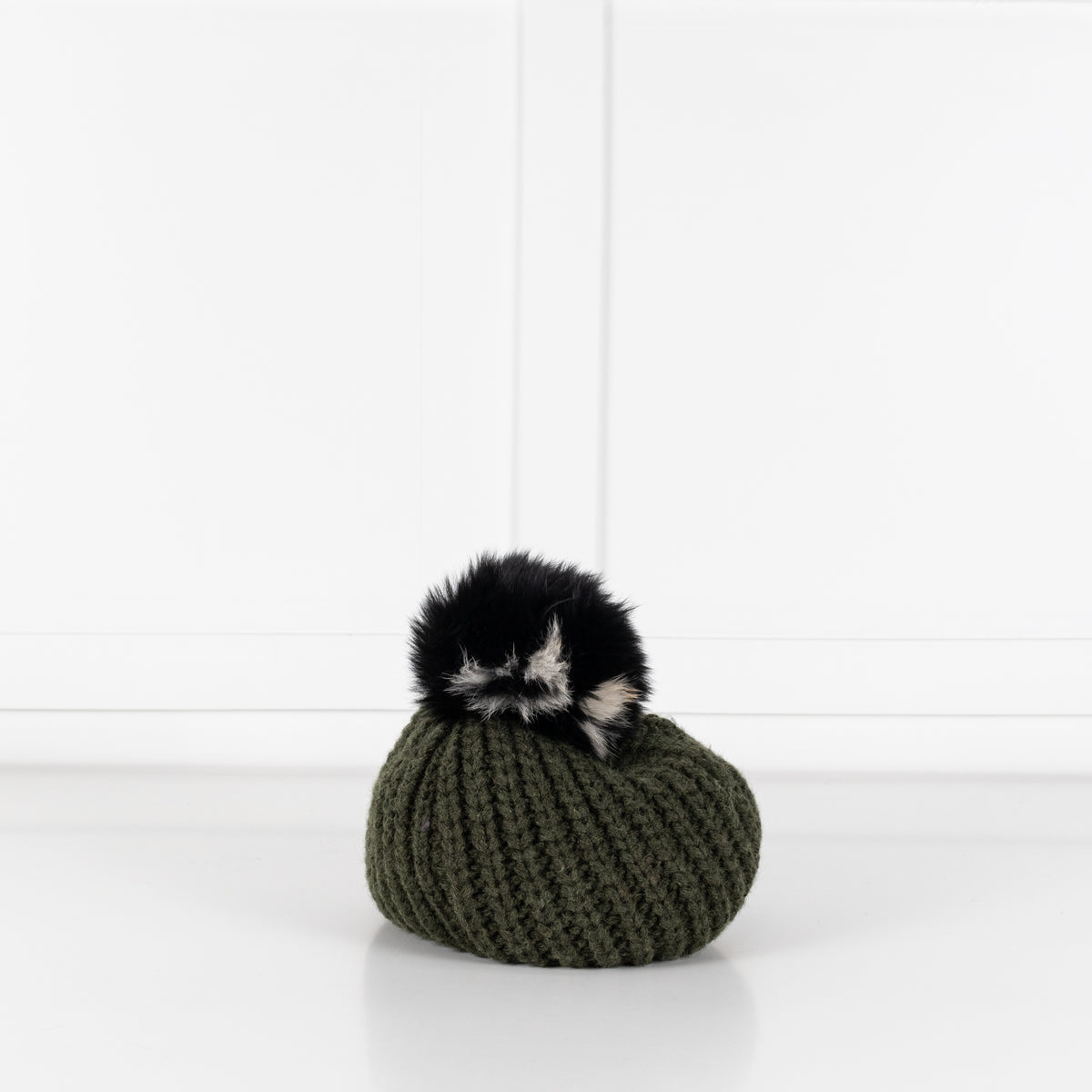 Sandro Green Wool Blend Bobble Hat
