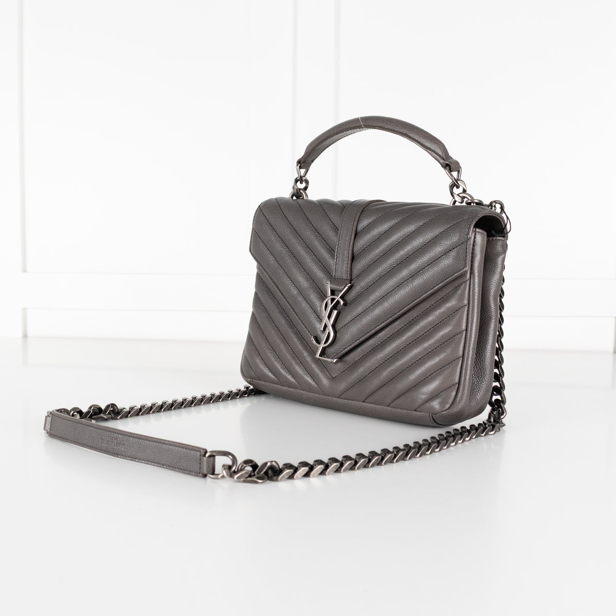 Saint Laurent Grey Leather College Monogram Crossbody