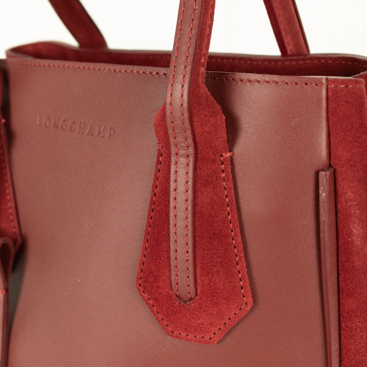 Longchamp Burgundy Leather And Suede Penelope Bag