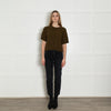 Me+Em Khaki Green Cashmere Wool Blend Short Sleeve Rib Jumper