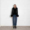 Charlotte Simone Black Faux Leather Fur Trimmed Jacket