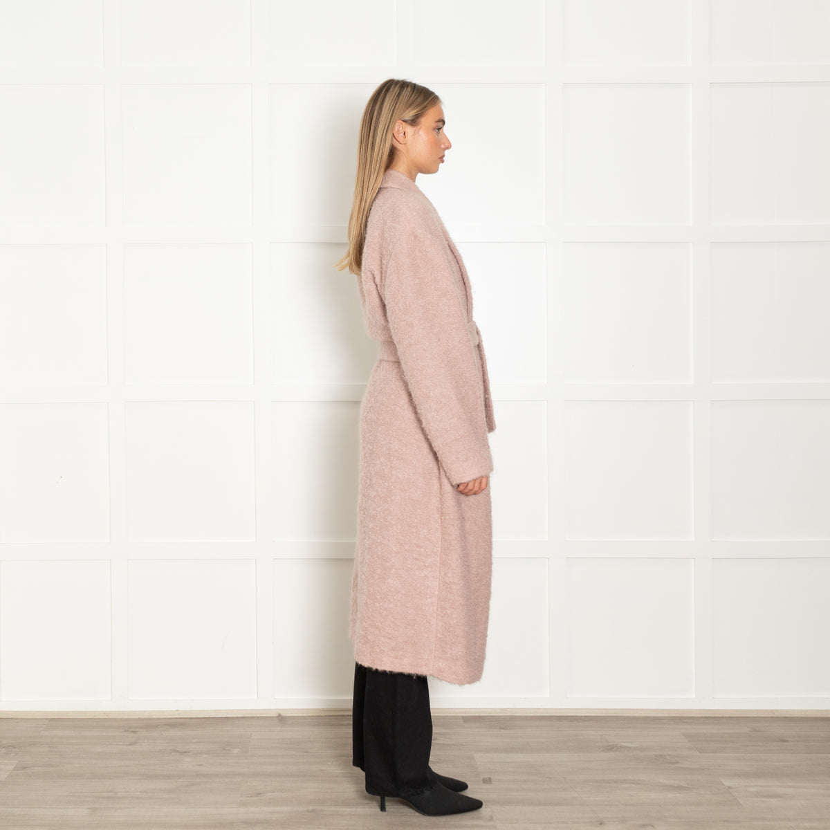 MSGM Pink Mohair Mix Coat With Belt