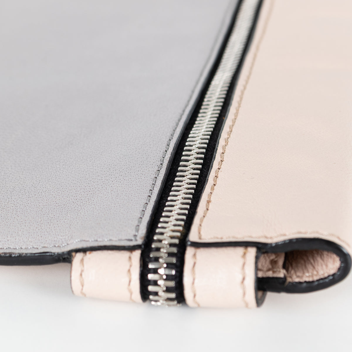 Victoria Beckham Pale Grey And Pink Leather Clutch Bag