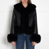 Charlotte Simone Black Faux Leather Fur Trimmed Jacket