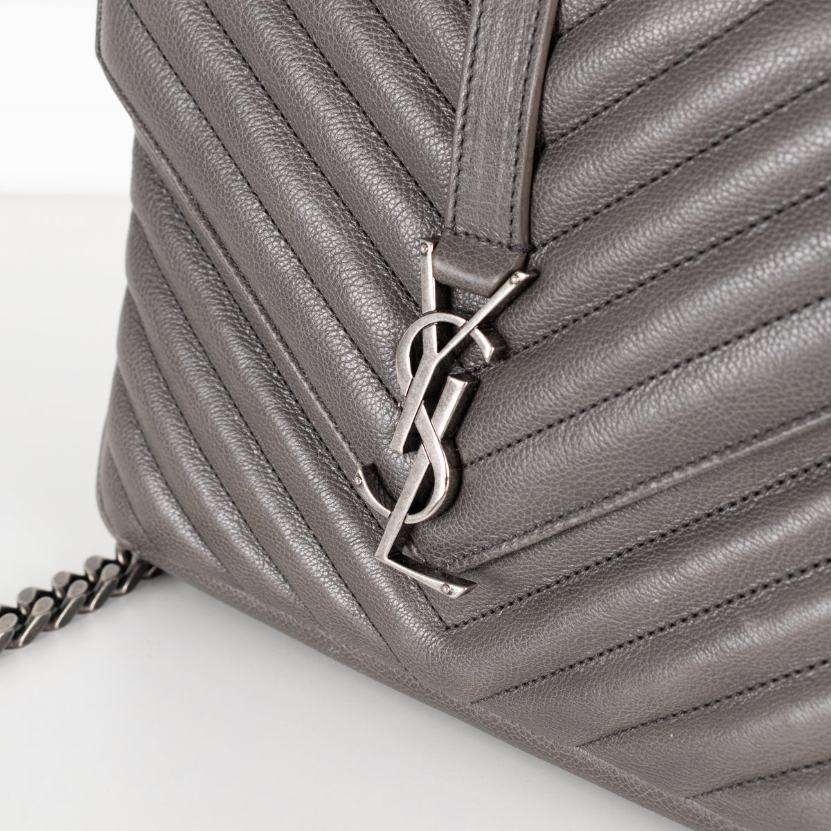 Saint Laurent Grey Leather College Monogram Crossbody
