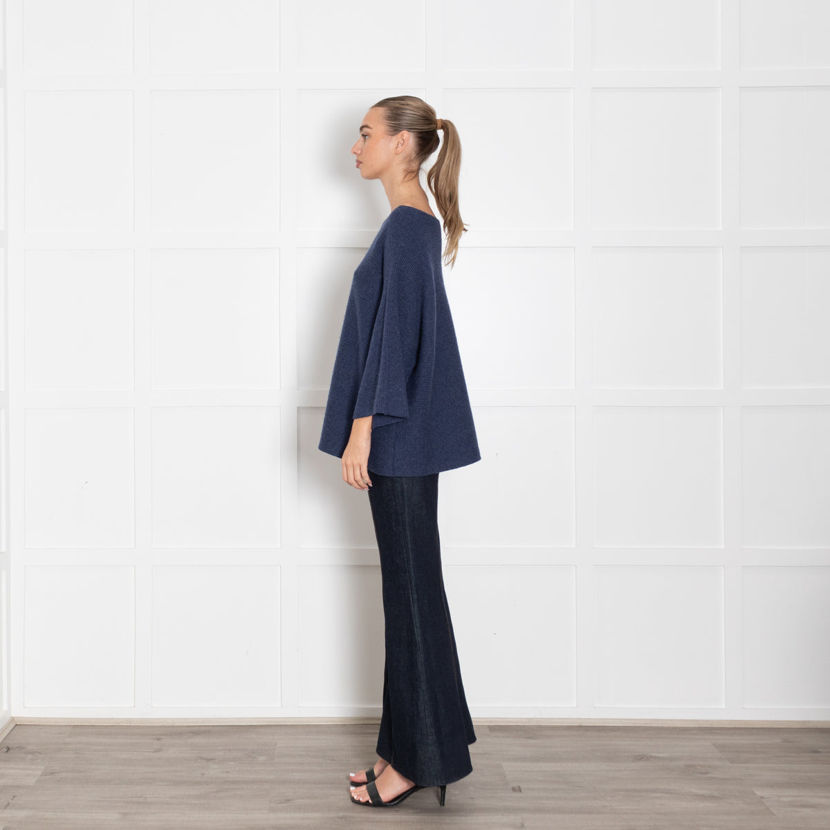 Bamford Blue Cashmere Wide Neck Top