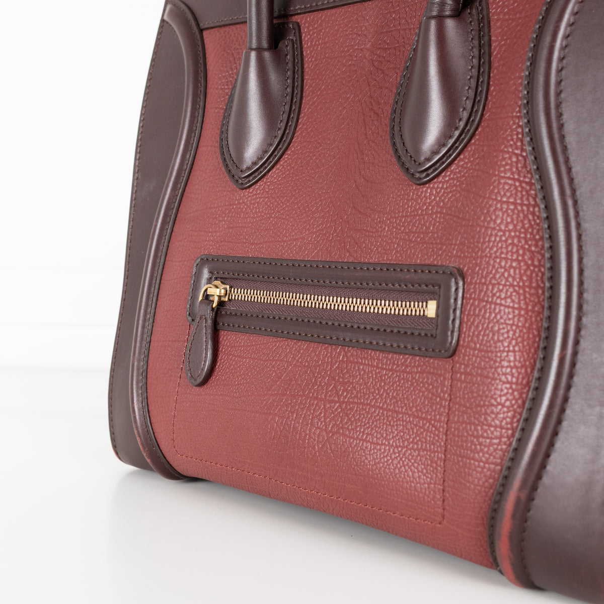 Celine Brown Burgundy Leather Luggage Nano Bag