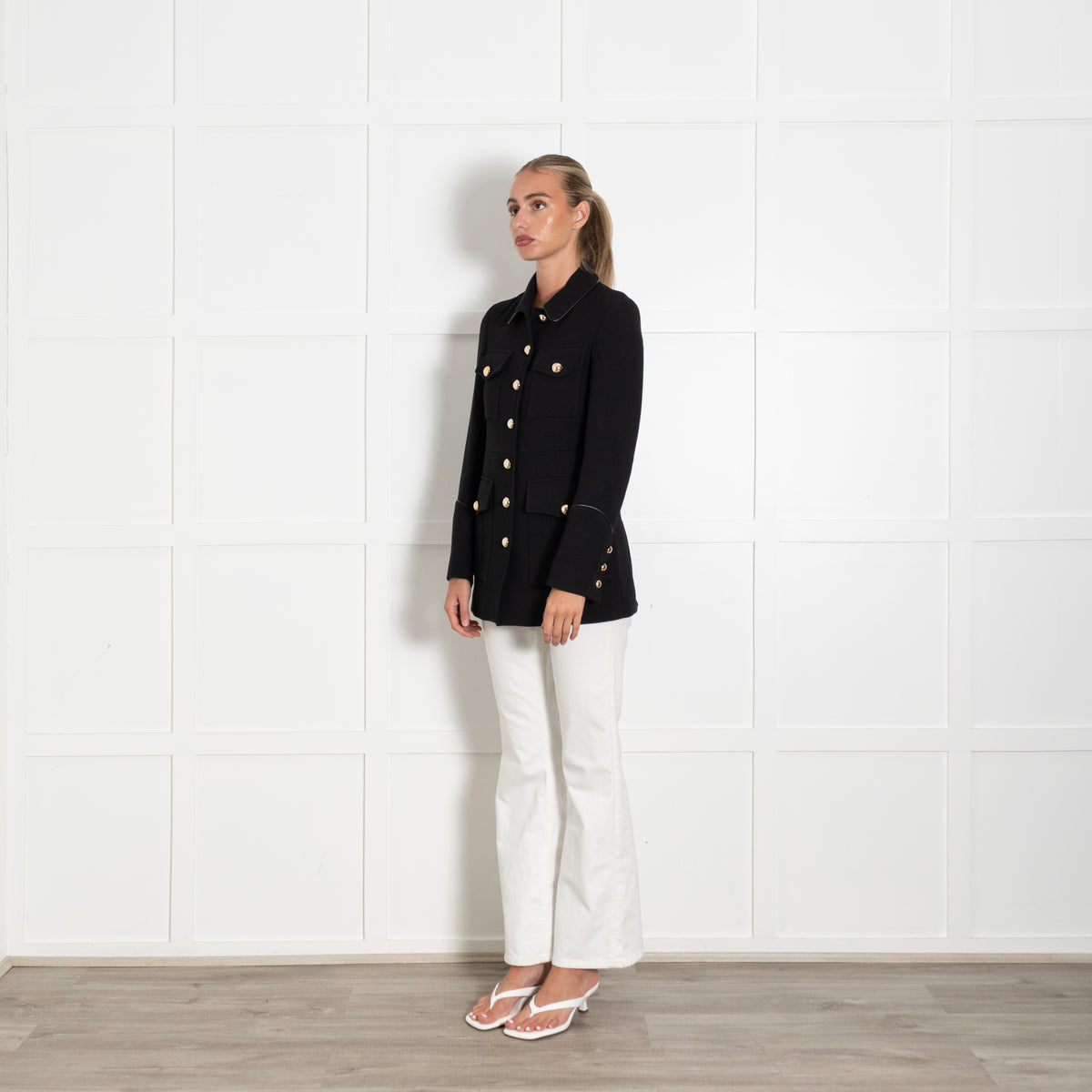 Belstaff x Liv Tyler Neel Black Utitlity Jacket With Gold Buttons
