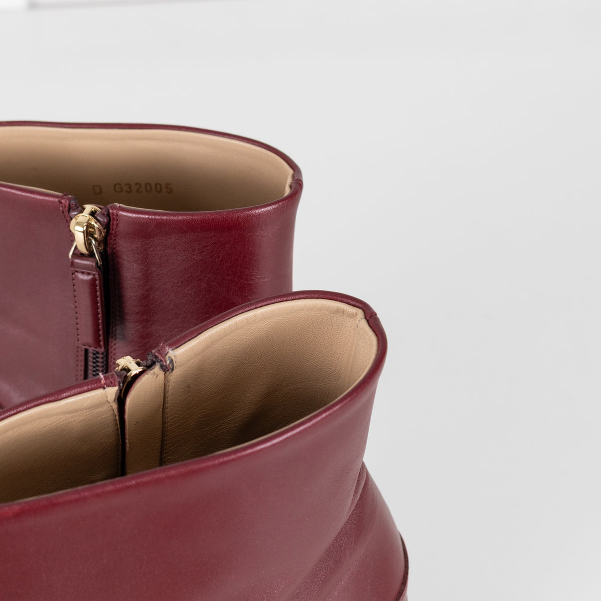Chanel Short Burgundy Calf Skin Boots