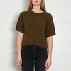 Me+Em Khaki Green Cashmere Wool Blend Short Sleeve Rib Jumper