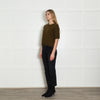 Me+Em Khaki Green Cashmere Wool Blend Short Sleeve Rib Jumper