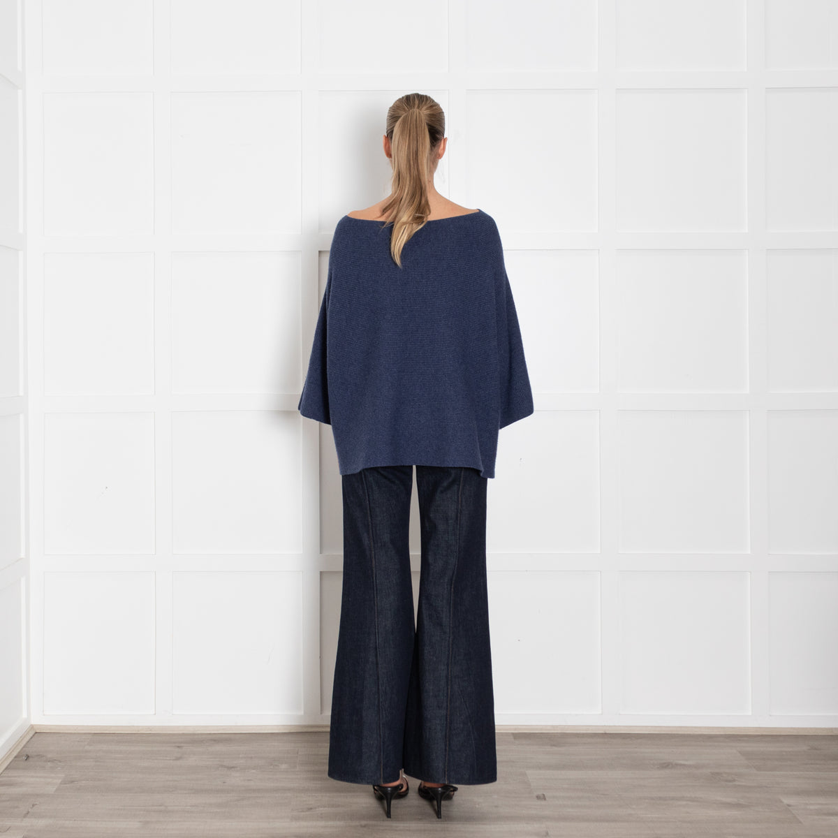 Bamford Blue Cashmere Wide Neck Top