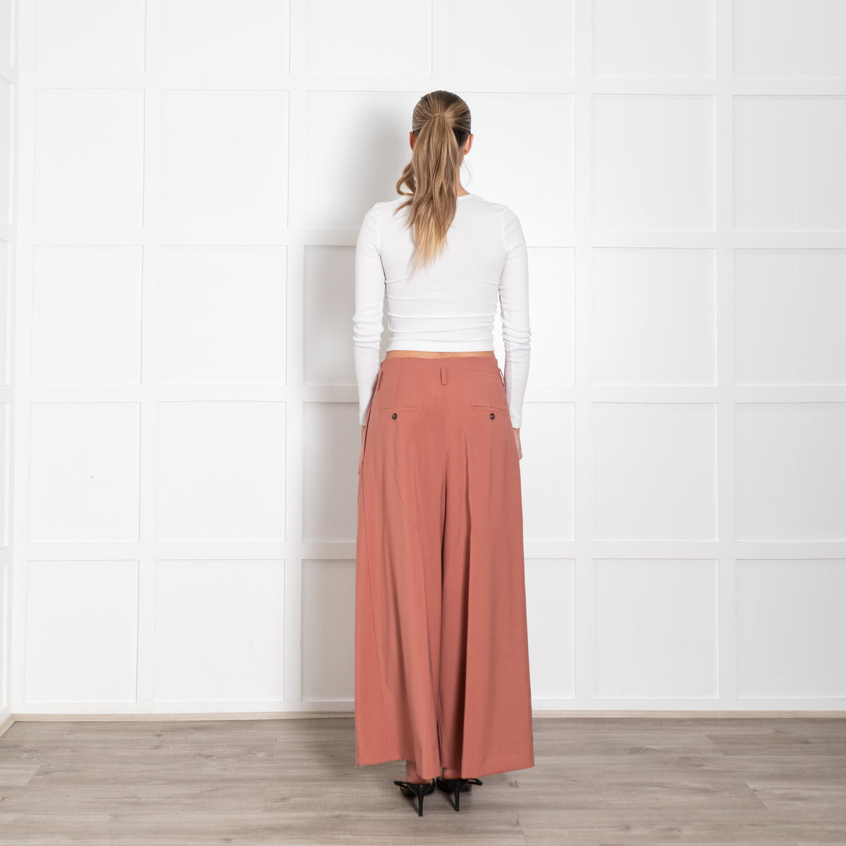 Weekend Max Mara Salmon Fine Wool Wide Trousers