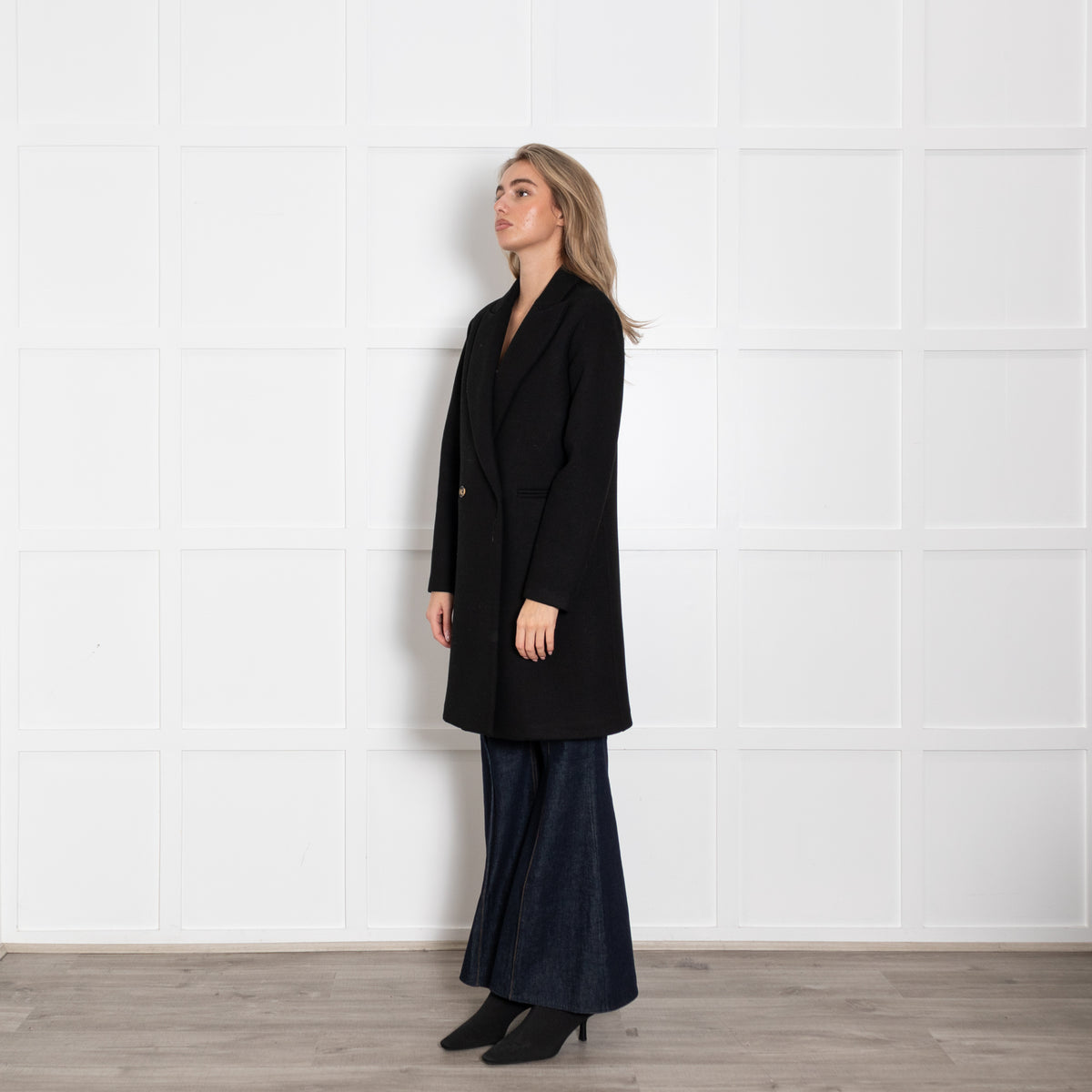 Goodmatch Black Double Breasted Coat