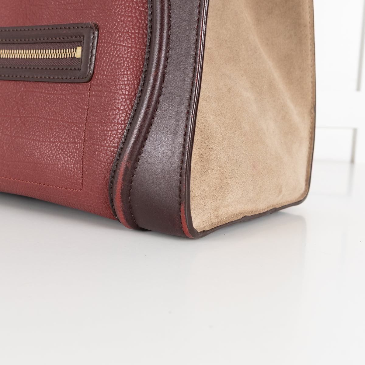 Celine Brown Burgundy Leather Luggage Nano Bag