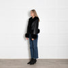 Charlotte Simone Black Faux Leather Fur Trimmed Jacket