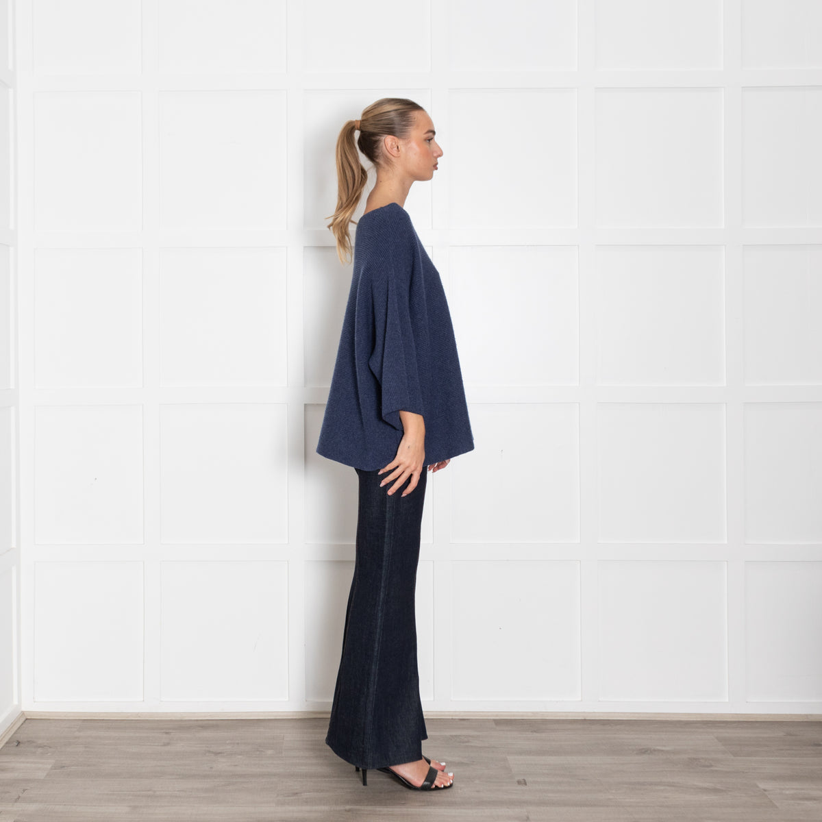 Bamford Blue Cashmere Wide Neck Top