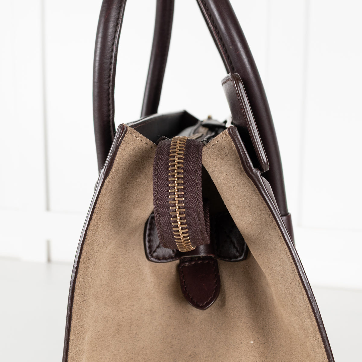 Celine Brown Burgundy Leather Luggage Nano Bag